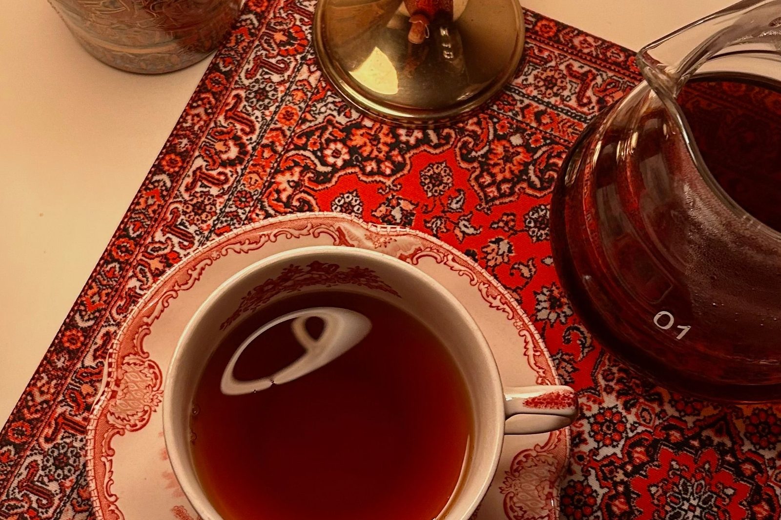 A warm cup of herbal tea in the evening